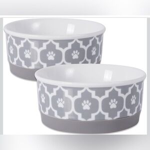 Bone Dry Lattice Collection Small Pet Bowls, 2 Piece Set